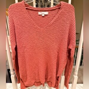 LOFT Textured Knit Sweater in Warm Coral
